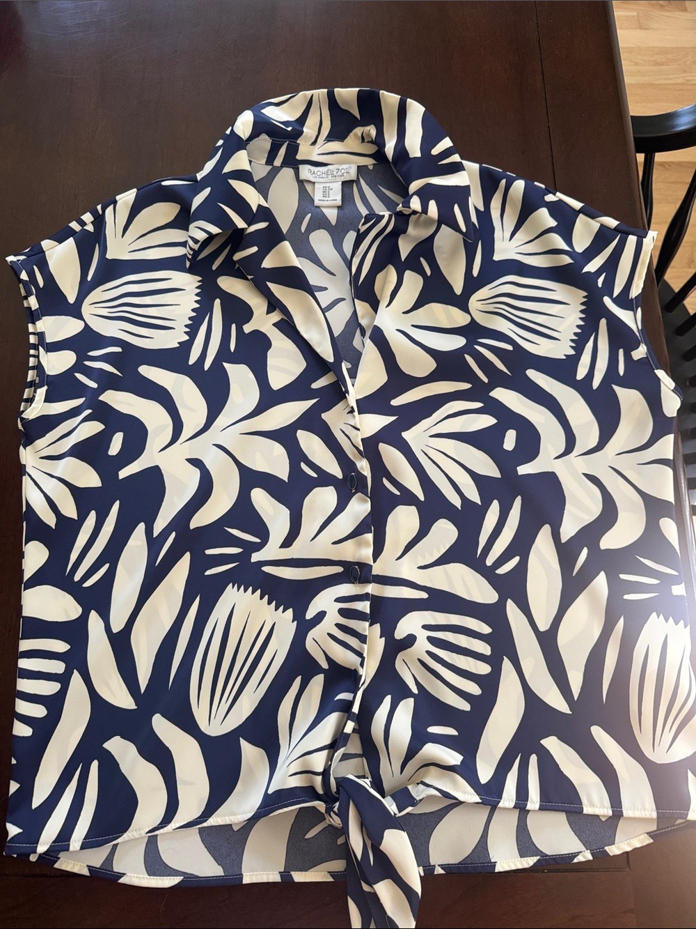 Rachel Zoe Navy & White Botanical Print Button-Front Shirt